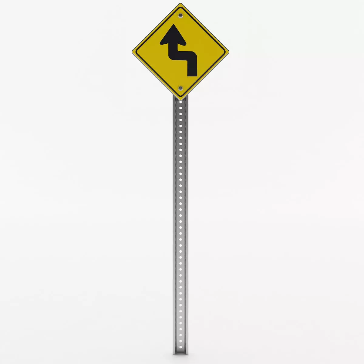 Left then Right Curve Sign 3D model_0