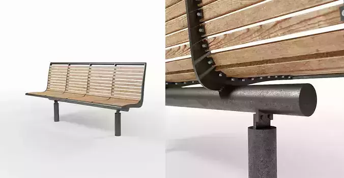 Wood and Steel Outdoor Benches