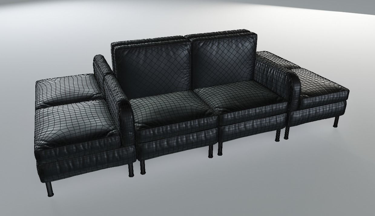 Modular Office Seating Pack Low poly PBR Low-poly 3D model_17