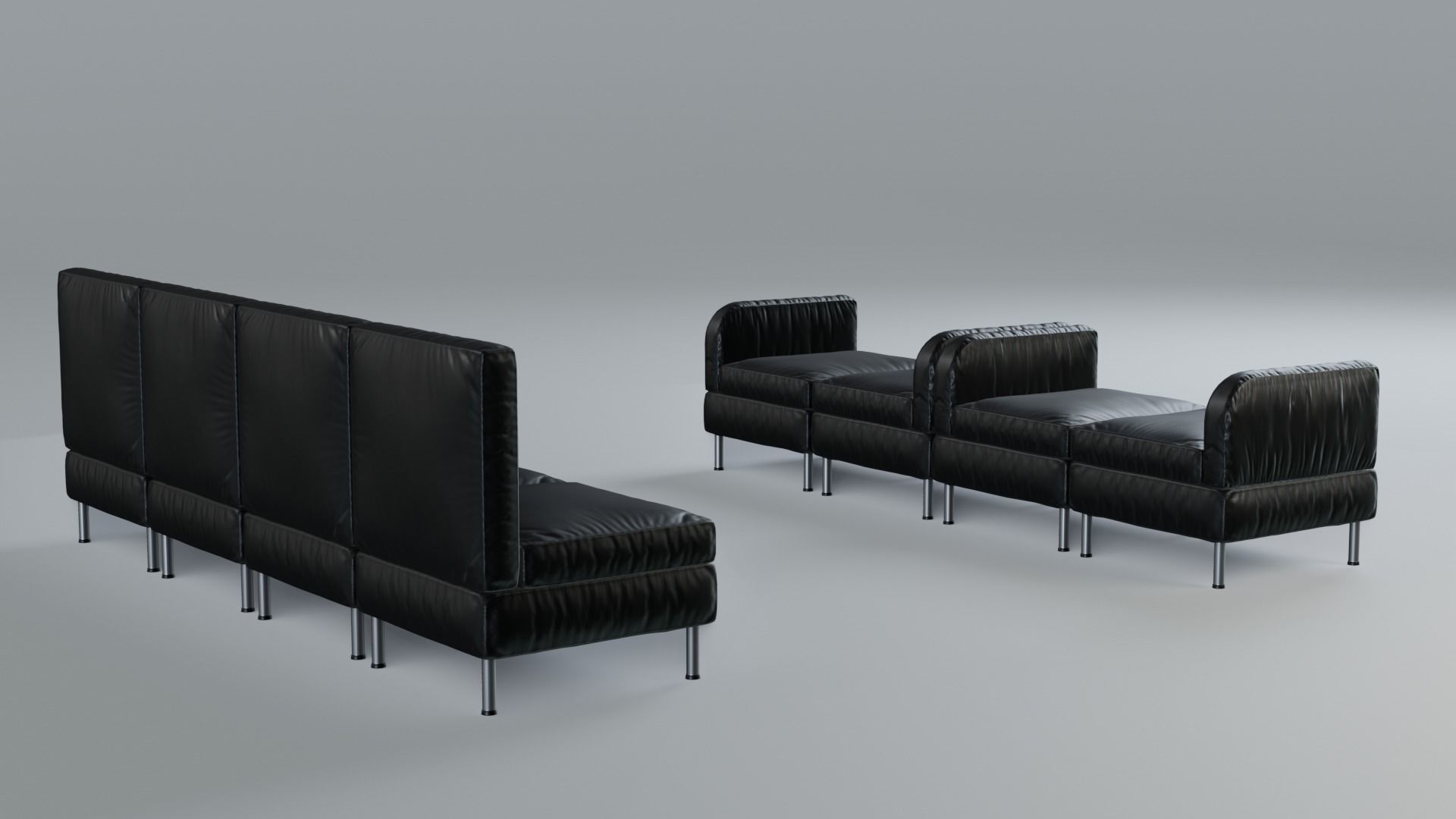 Modular Office Seating Pack Low poly PBR Low-poly 3D model_4