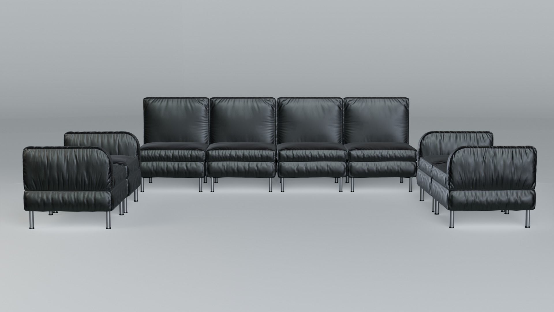 Modular Office Seating Pack Low poly PBR Low-poly 3D model_15