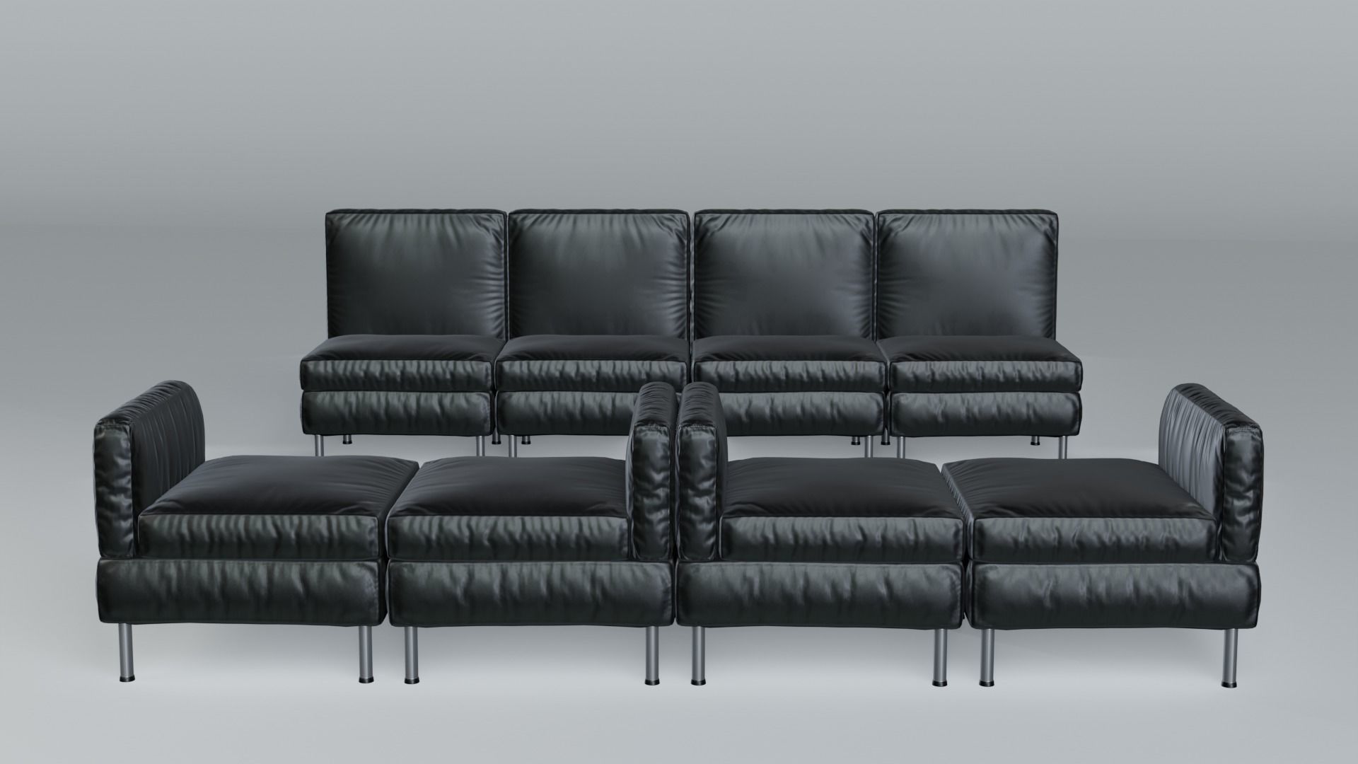 Modular Office Seating Pack Low poly PBR Low-poly 3D model_3
