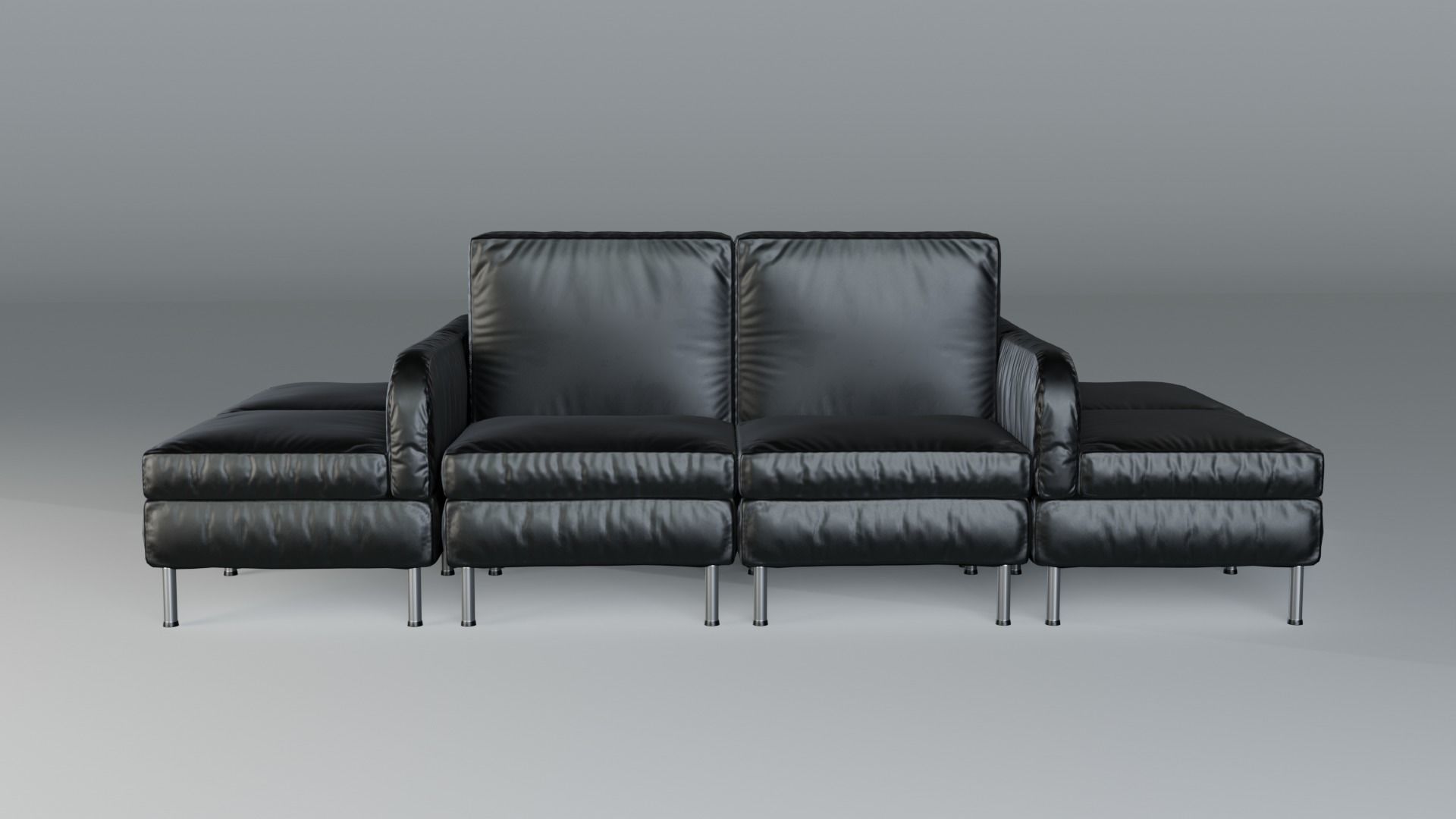 Modular Office Seating Pack Low poly PBR Low-poly 3D model_9