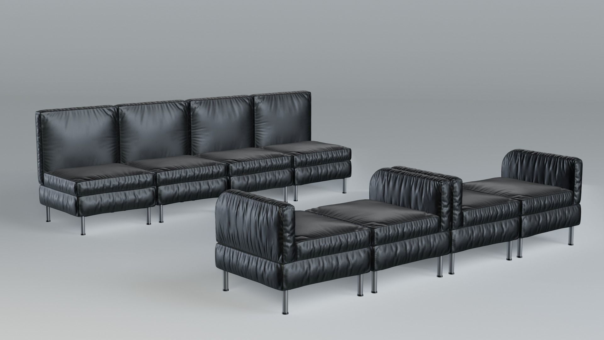 Modular Office Seating Pack Low poly PBR Low-poly 3D model_2