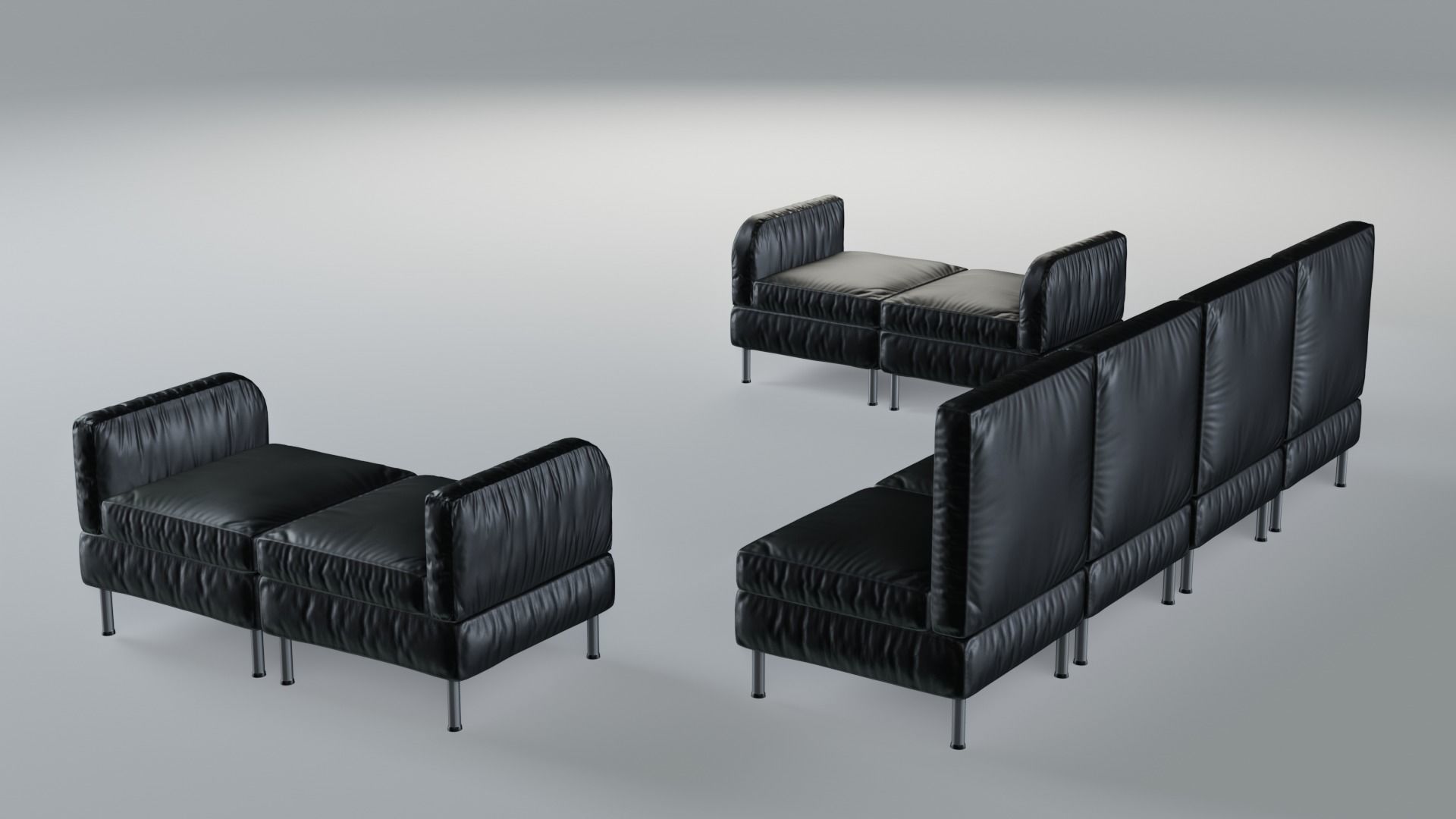 Modular Office Seating Pack Low poly PBR Low-poly 3D model_16