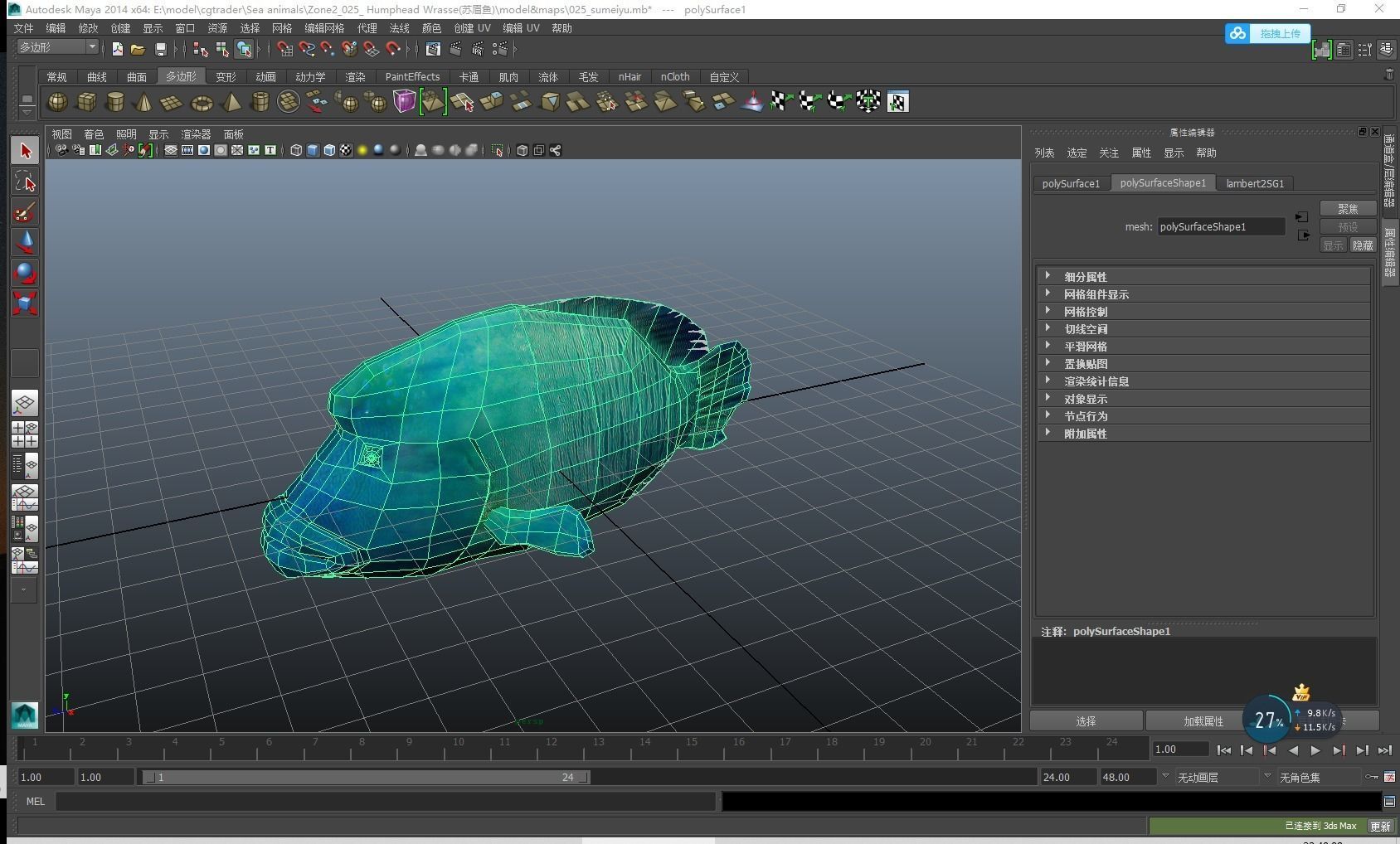 Humphead Wrasse Fish Low-poly 3D model_8