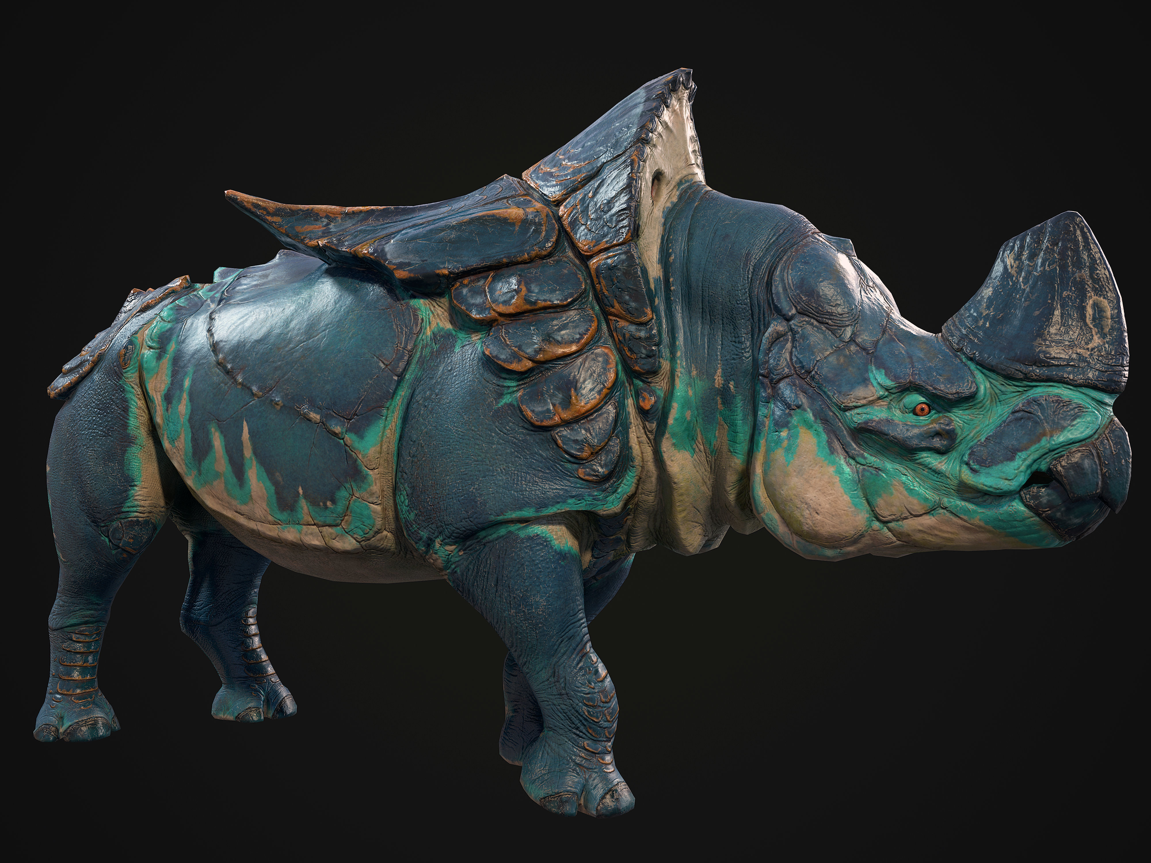 Alien Rhinoceros Low-poly 3D model_11