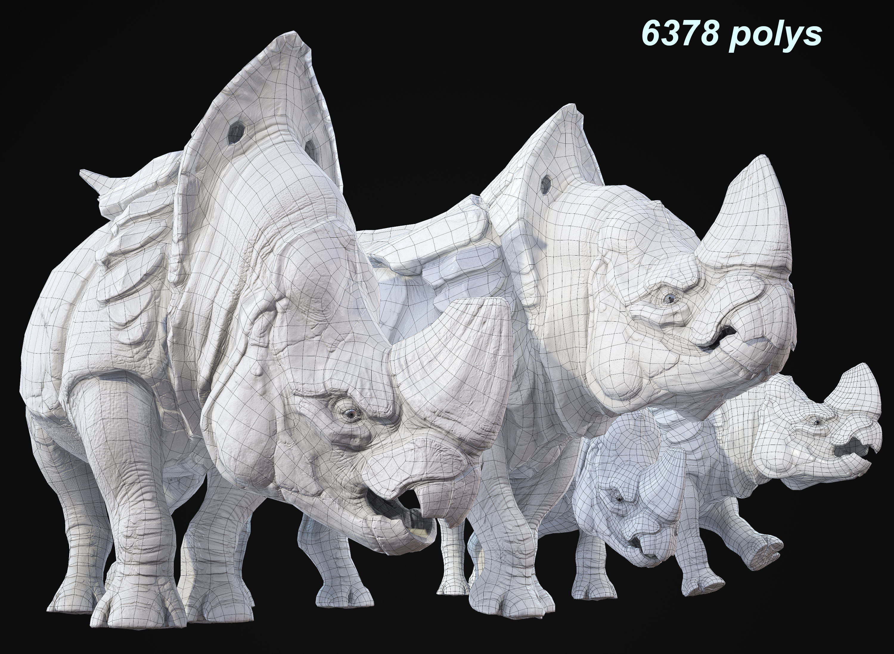 Alien Rhinoceros Low-poly 3D model_3