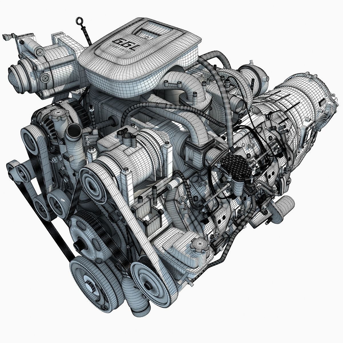 V8 Engine with Automatic Transmission 3D model_12