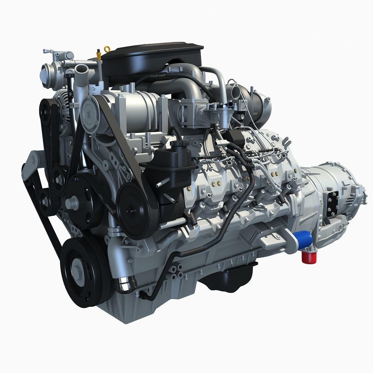 V8 Engine with Automatic Transmission 3D model_1