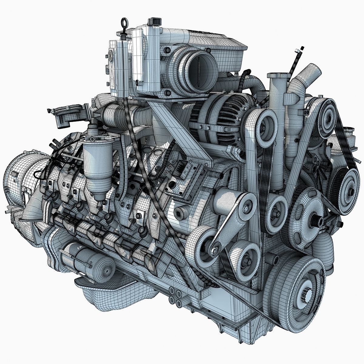 V8 Engine with Automatic Transmission 3D model_15