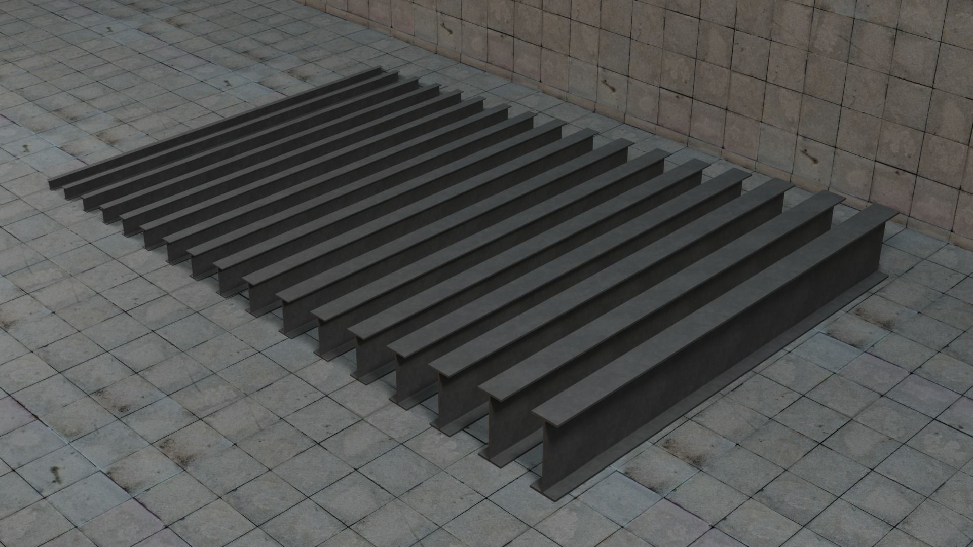 Construction Beams IPE 100-600 PBR Low-poly 3D model_4