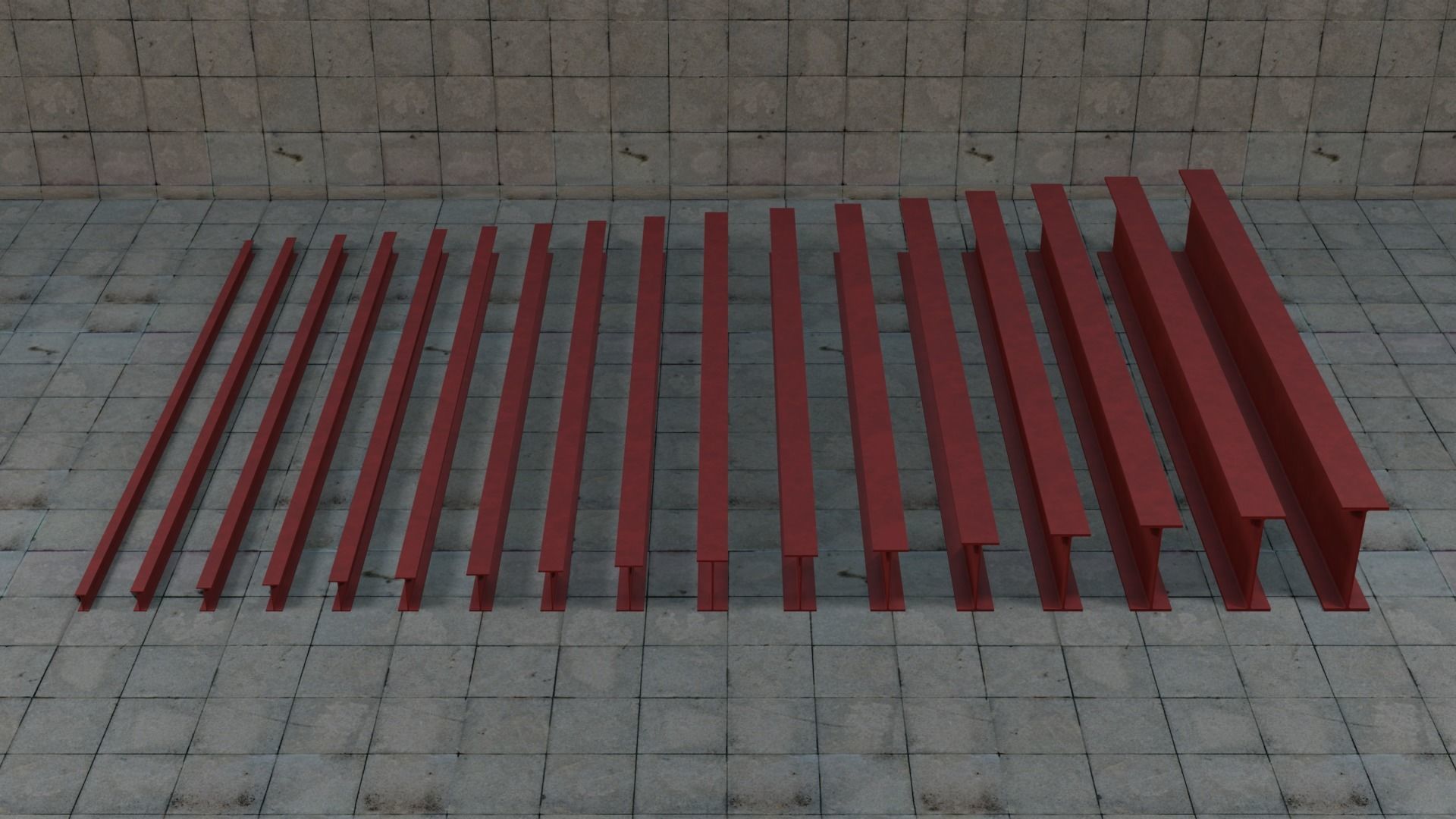 Construction Beams IPE 100-600 PBR Low-poly 3D model_1