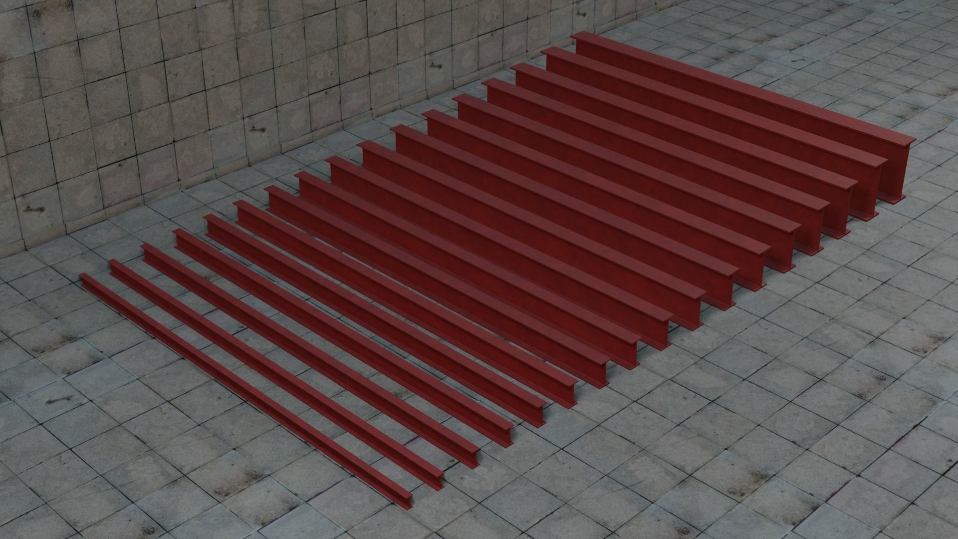 Construction Beams IPE 100-600 PBR Low-poly 3D model_5