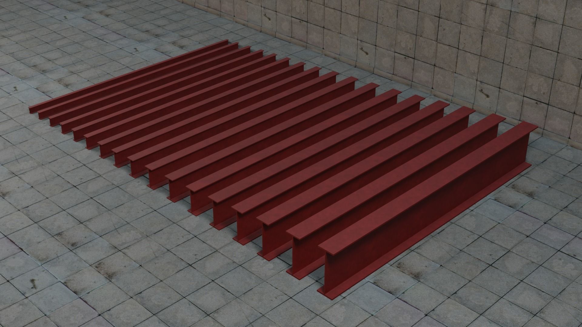 Construction Beams IPE 100-600 PBR Low-poly 3D model_3