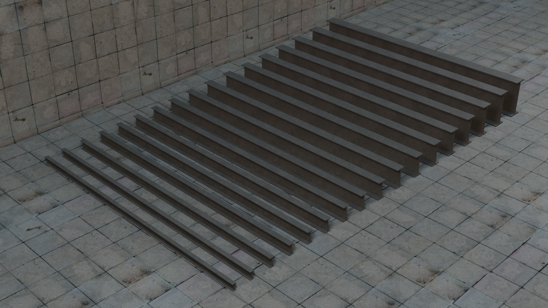 Construction Beams IPE 100-600 PBR Low-poly 3D model_6