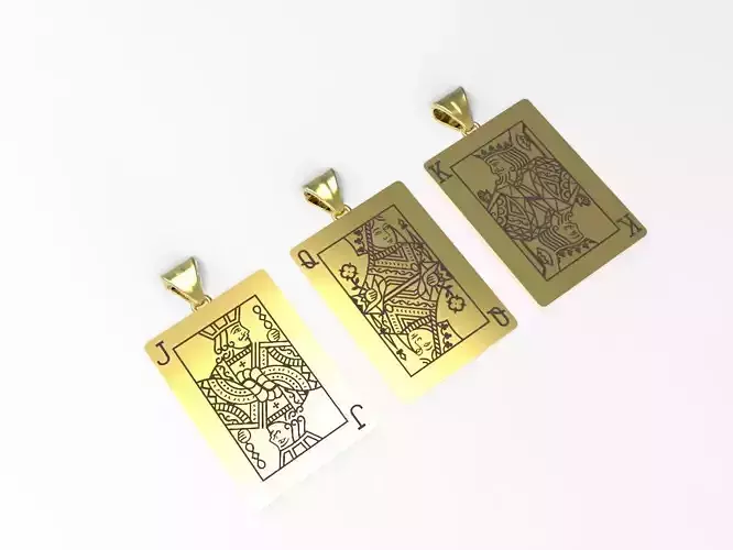 playing card pendants King Queen Jack