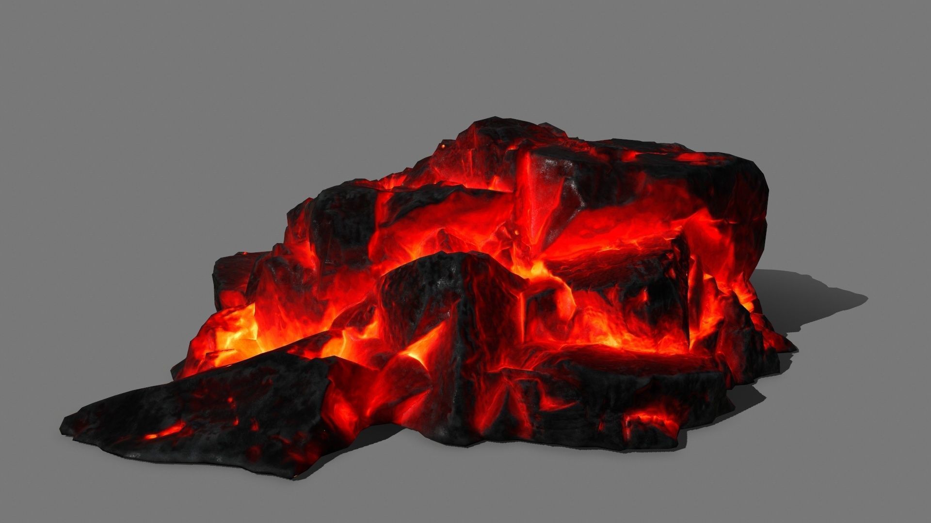 Rock Set burning Low-poly 3D model_8
