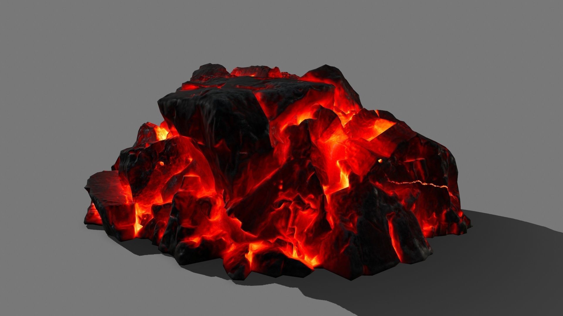 Rock Set burning Low-poly 3D model_7