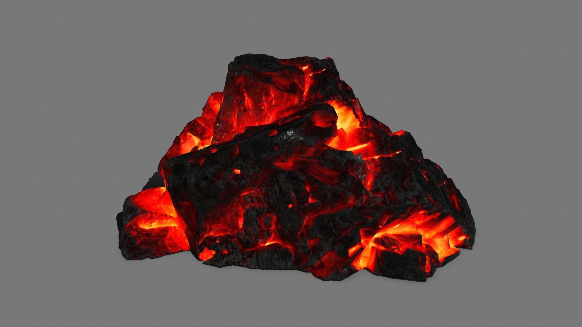 Rock Set burning Low-poly 3D model_4
