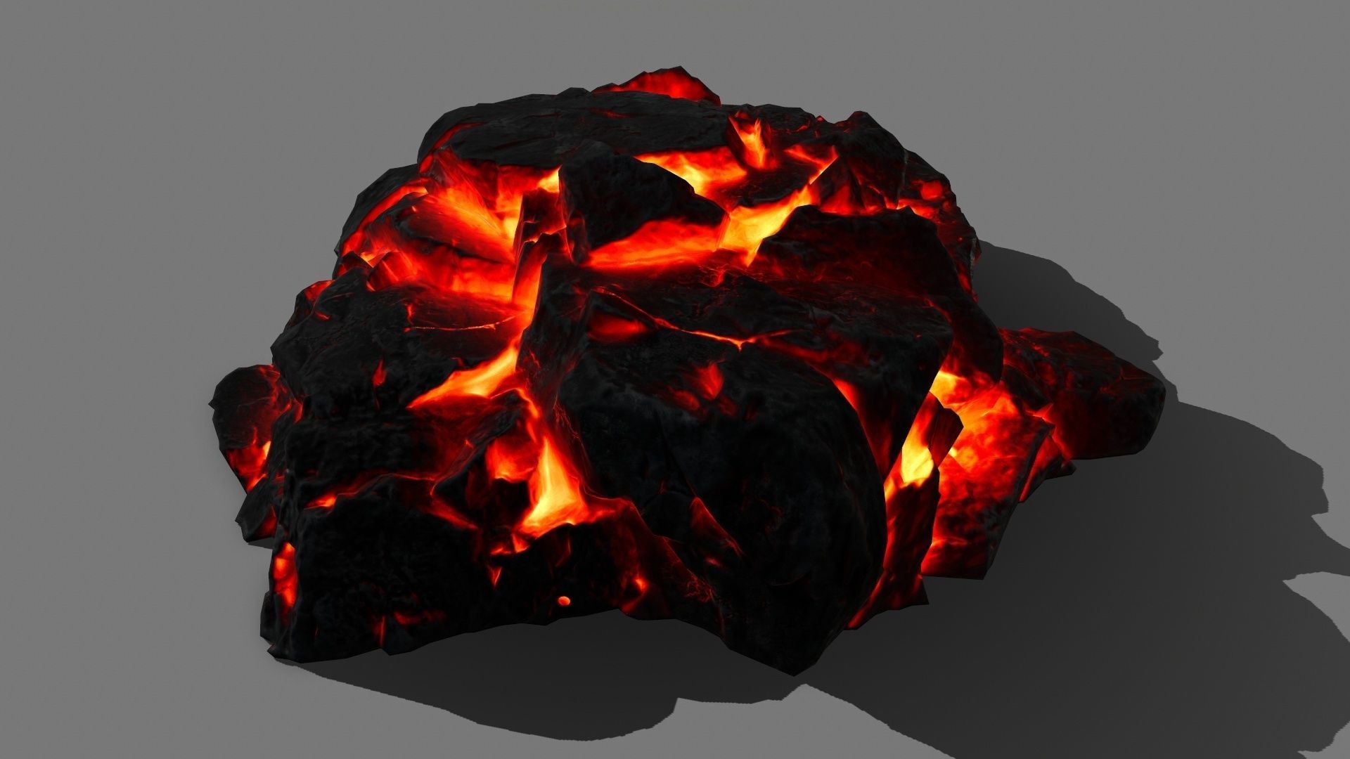 Rock Set burning Low-poly 3D model_12