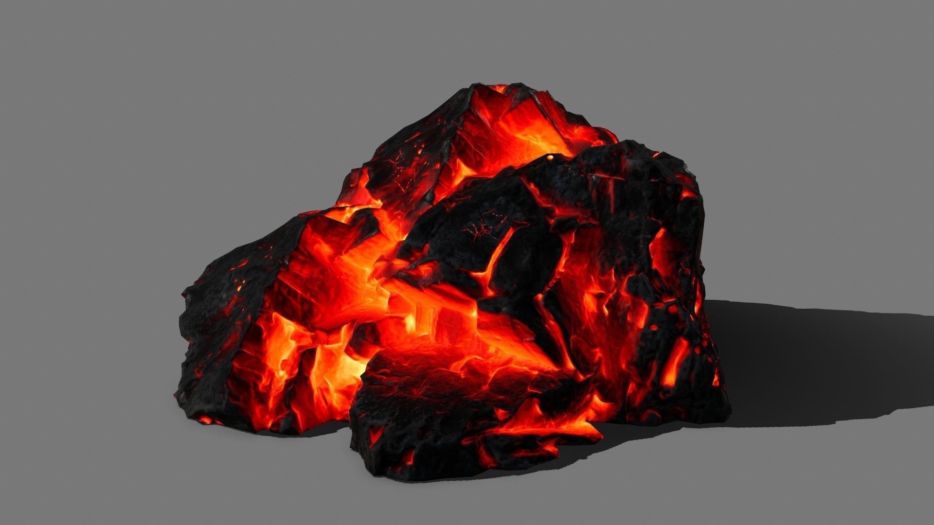 Rock Set burning Low-poly 3D model_3