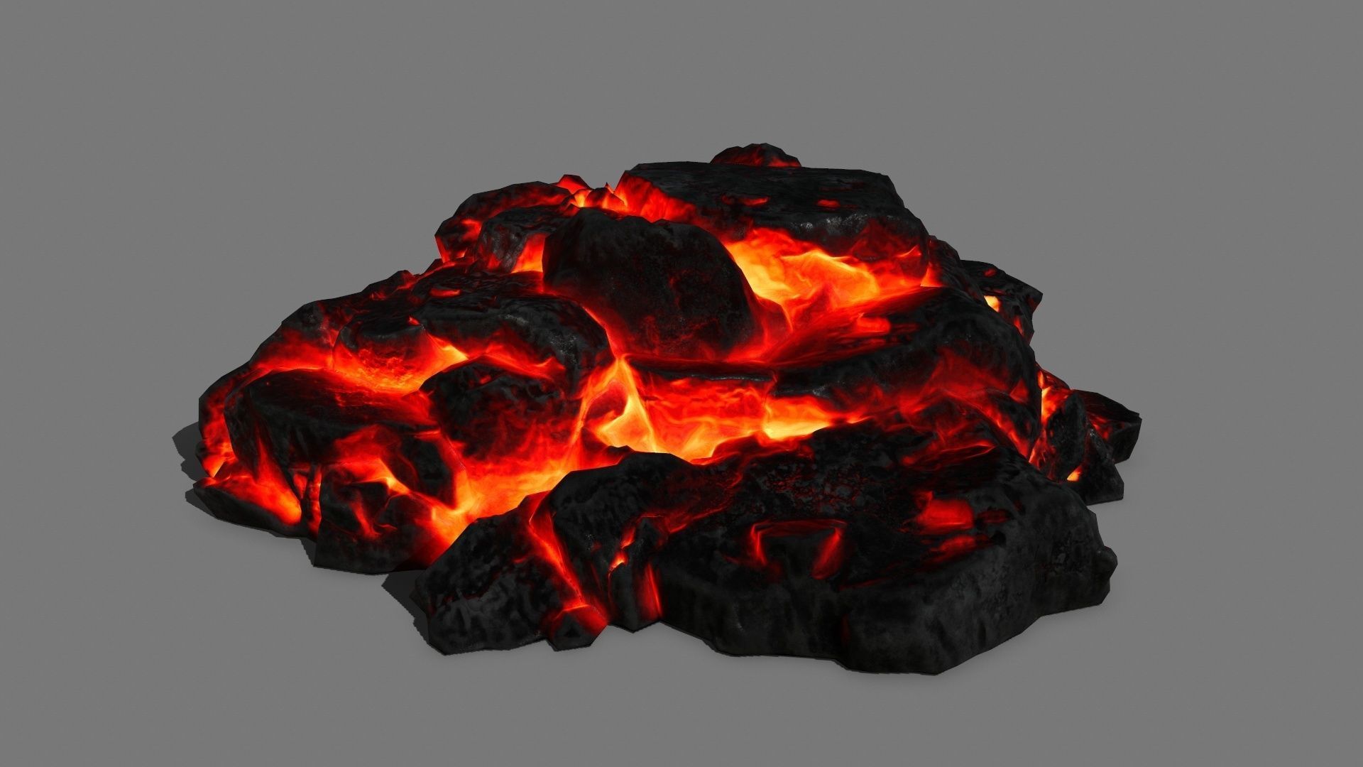 Rock Set burning Low-poly 3D model_10