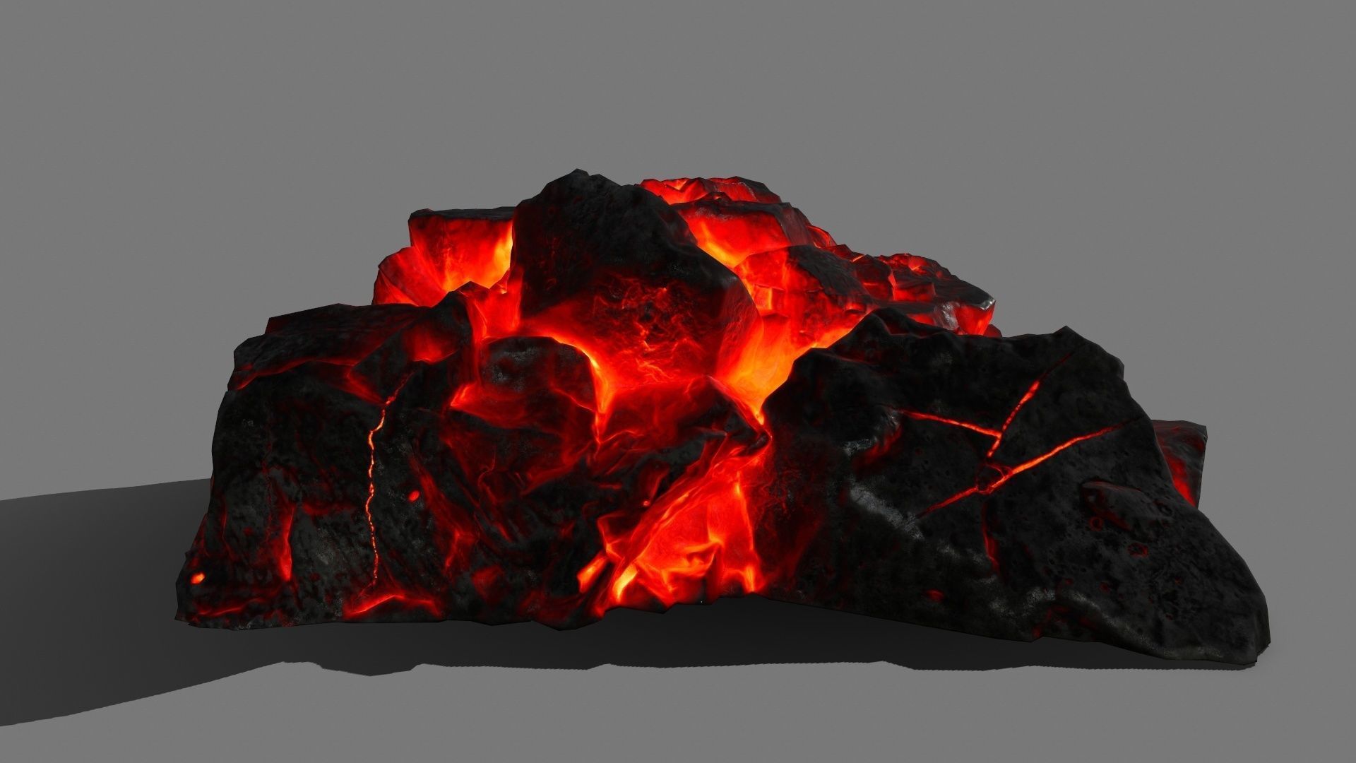 Rock Set burning Low-poly 3D model_6