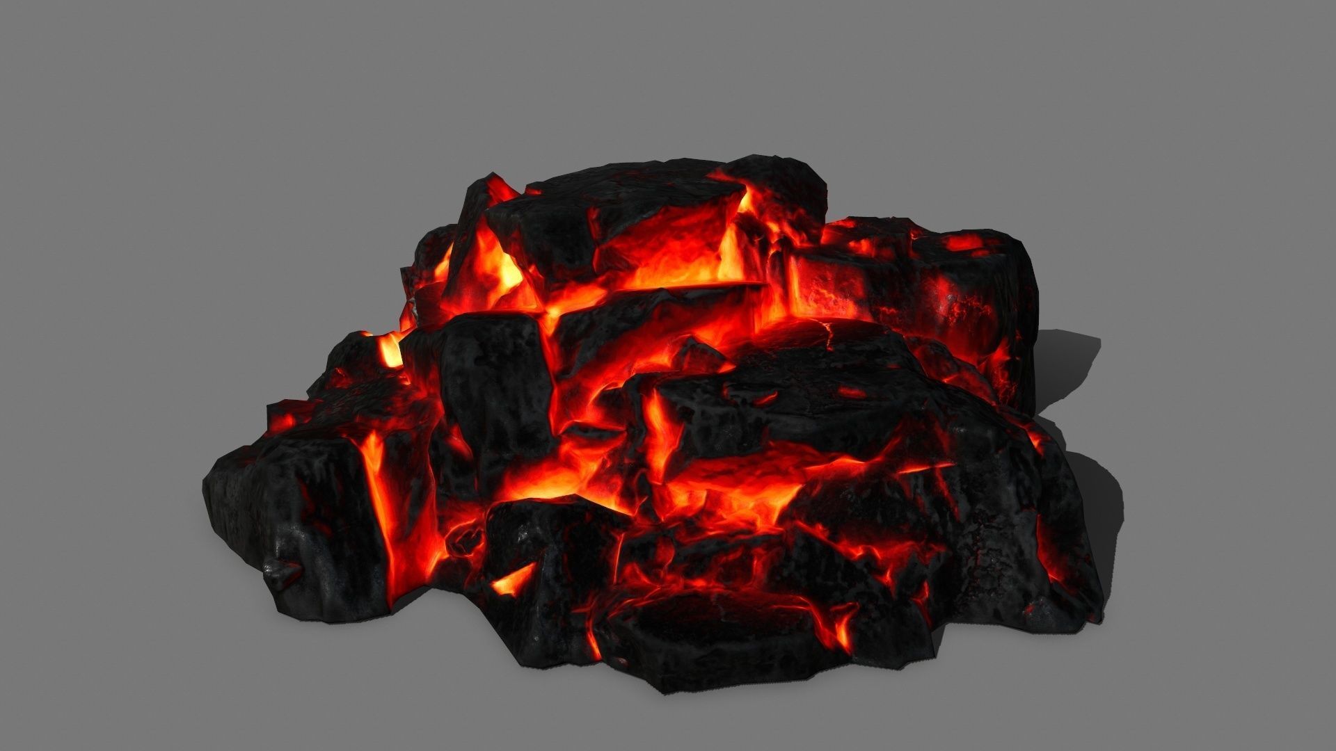 Rock Set burning Low-poly 3D model_9