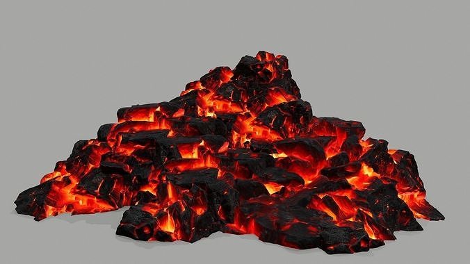 Rock Set burning Low-poly 3D model