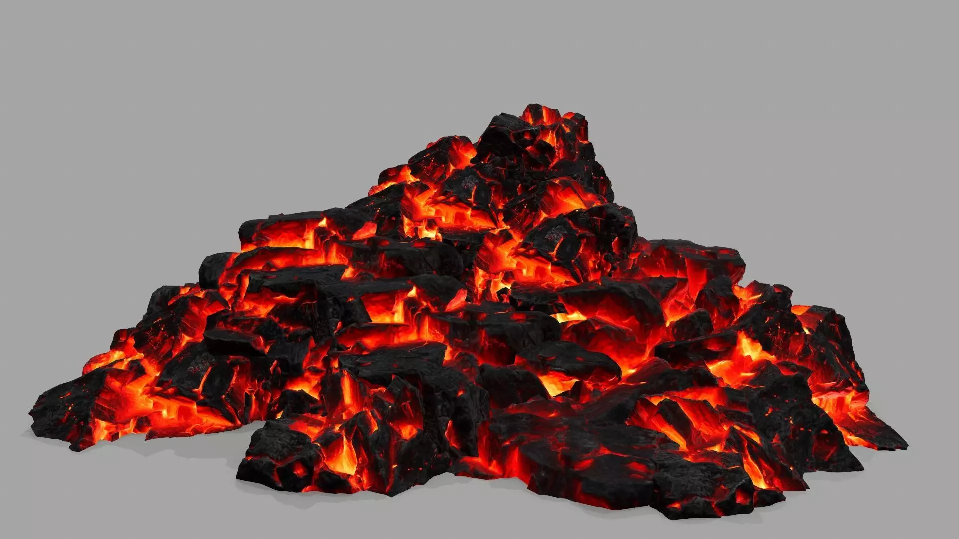 Rock Set burning Low-poly 3D model_0