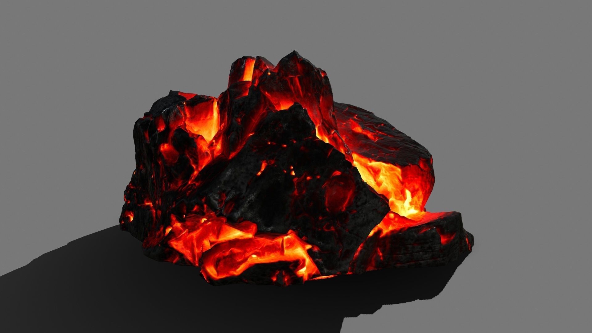 Rock Set burning Low-poly 3D model_5