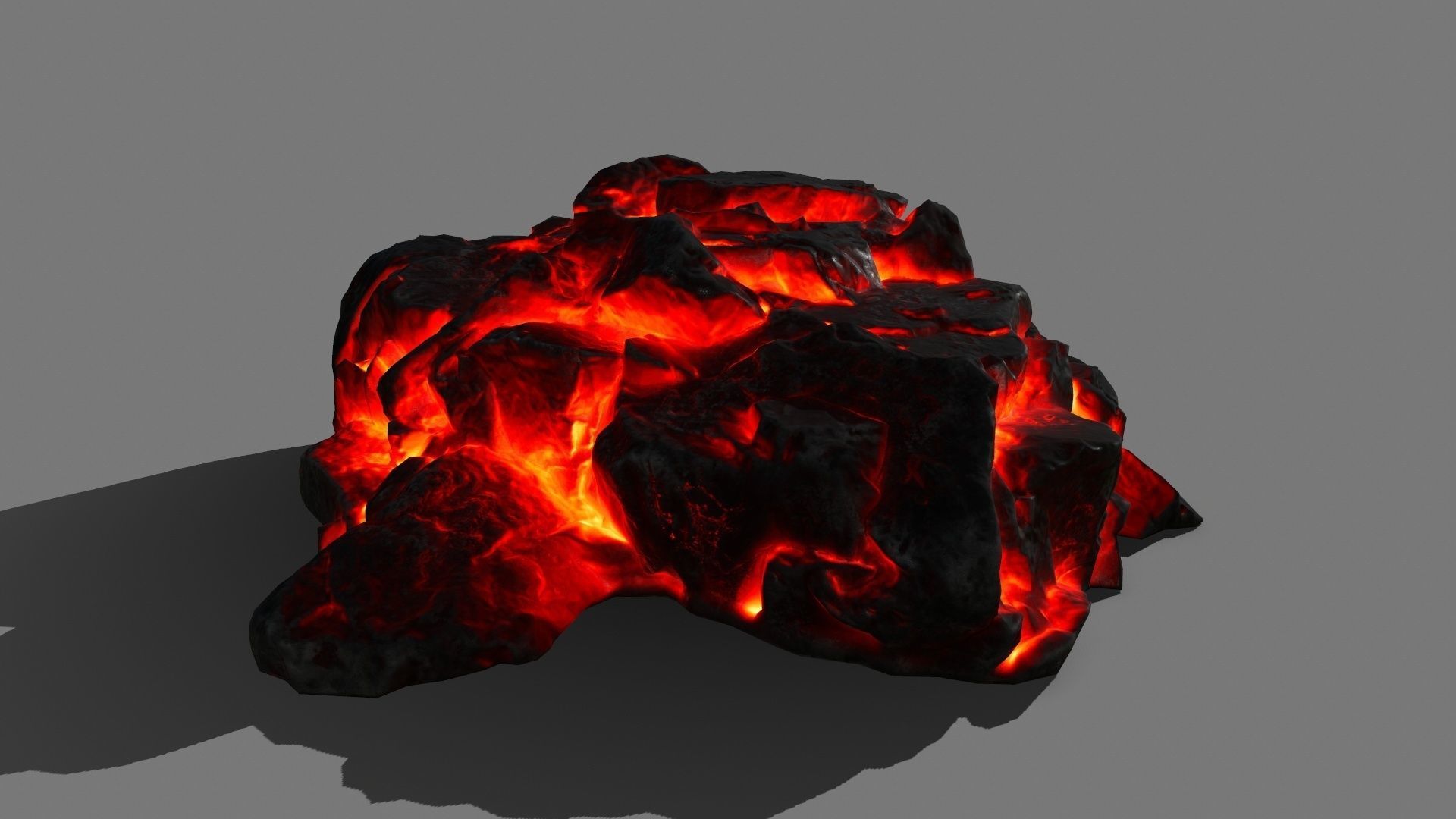 Rock Set burning Low-poly 3D model_11
