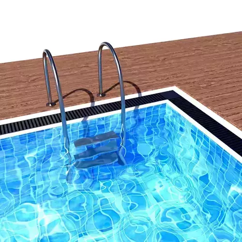 Swimming Pool with Ladder and Wooden Floor