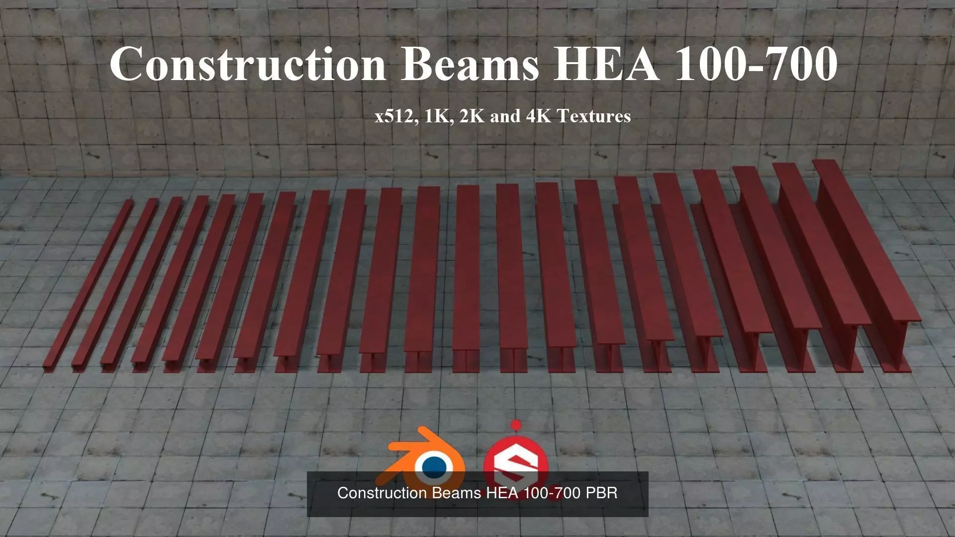 Construction Beams HEA and IPE PBR 3D Model Collection_0