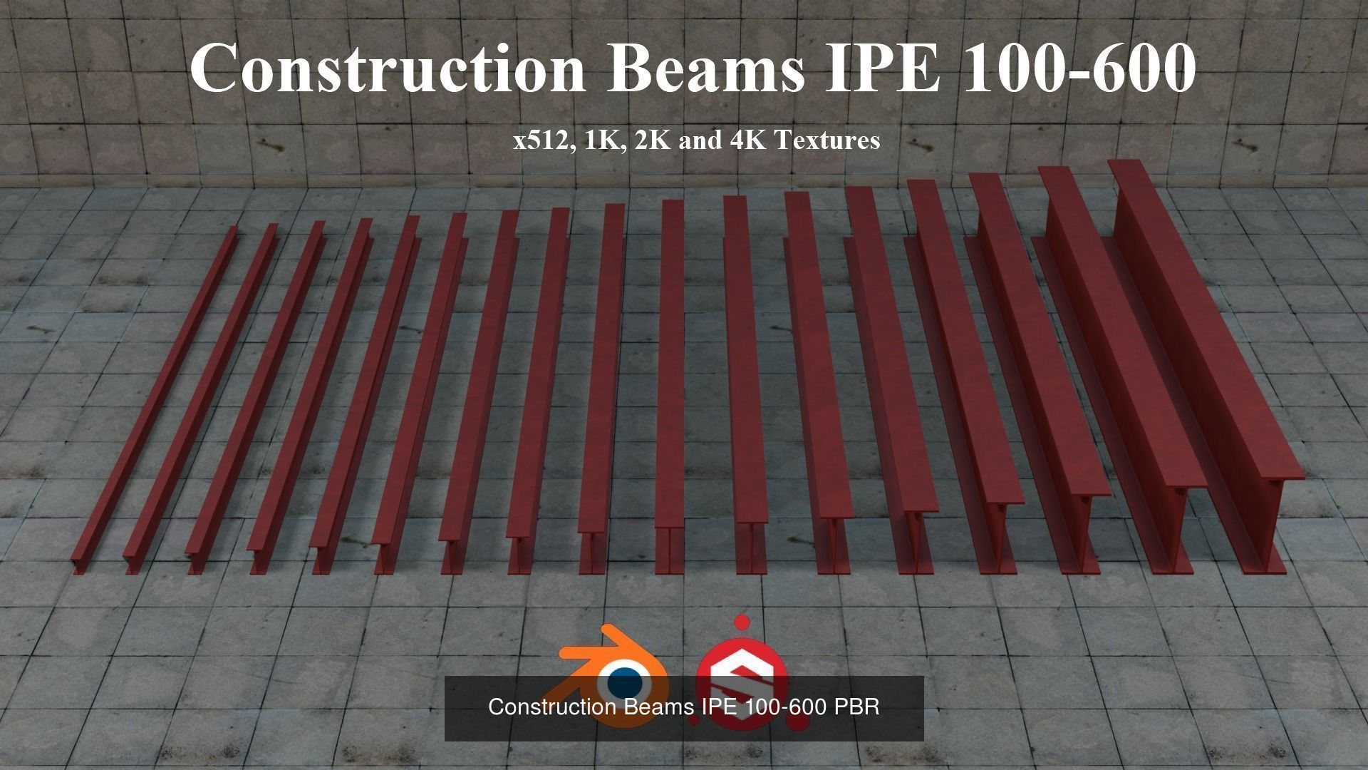 Construction Beams HEA and IPE PBR 3D Model Collection_2