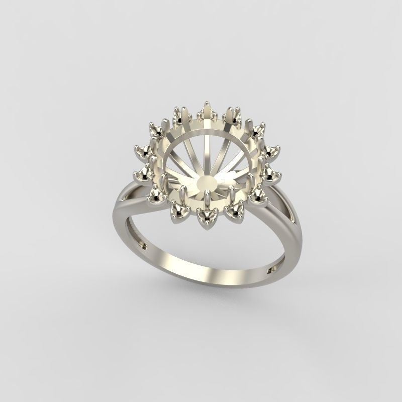 Solitaire wedding engagement women ring with gems 3dm stl 3D print model_19