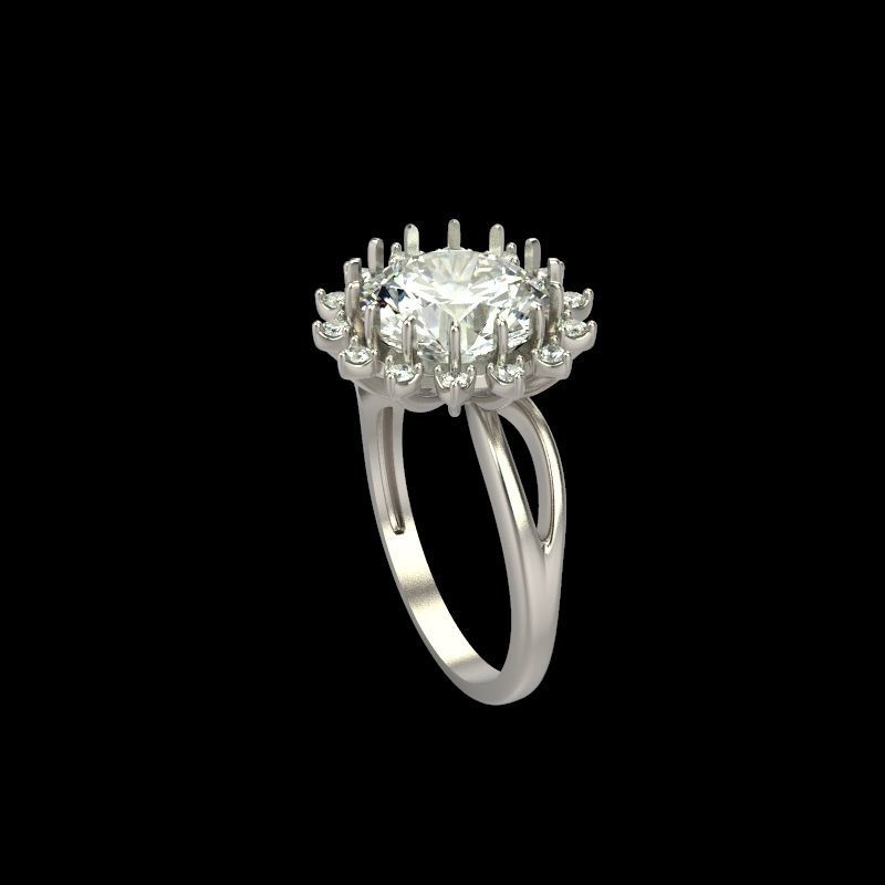 Solitaire wedding engagement women ring with gems 3dm stl 3D print model_2