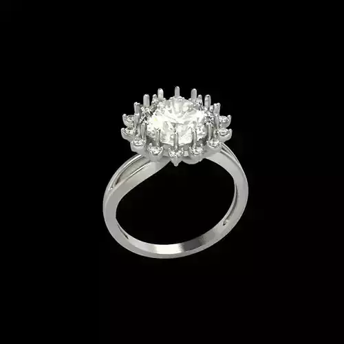 Solitaire wedding engagement women ring with gems 3dm stl