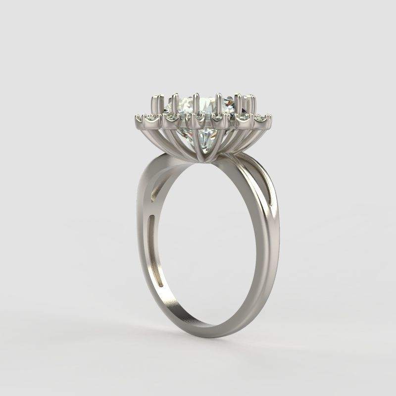 Solitaire wedding engagement women ring with gems 3dm stl 3D print model_11