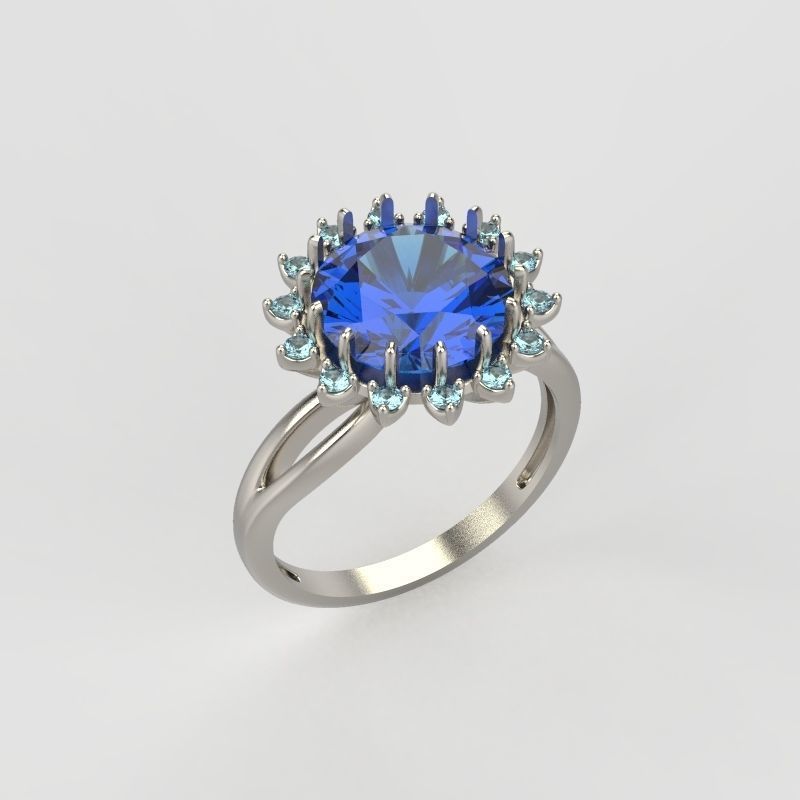 Solitaire wedding engagement women ring with gems 3dm stl 3D print model_17