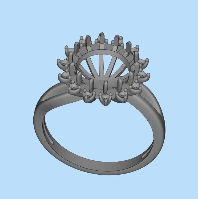 Solitaire wedding engagement women ring with gems 3dm stl 3D print model_30