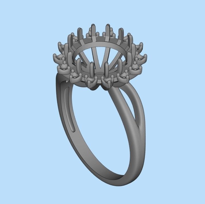 Solitaire wedding engagement women ring with gems 3dm stl 3D print model_31