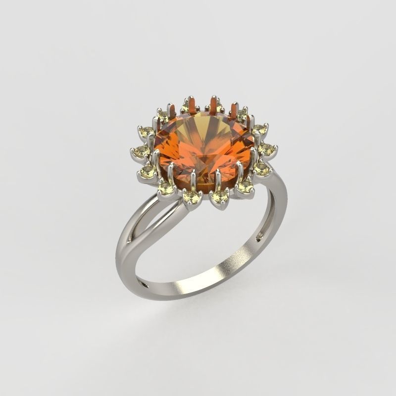 Solitaire wedding engagement women ring with gems 3dm stl 3D print model_18