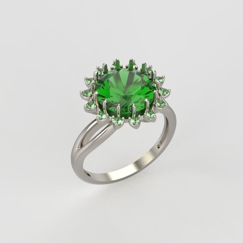 Solitaire wedding engagement women ring with gems 3dm stl 3D print model_16