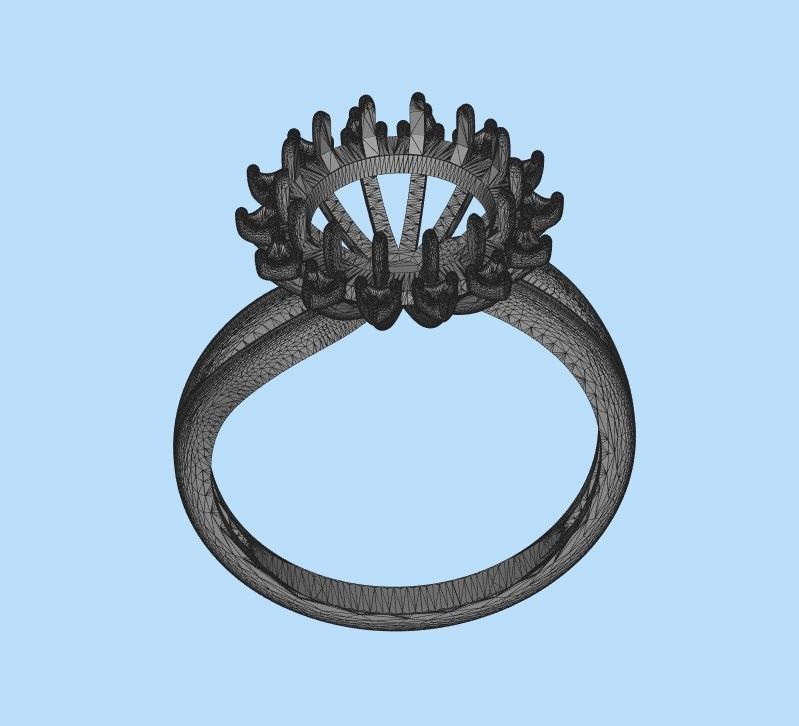 Solitaire wedding engagement women ring with gems 3dm stl 3D print model_37