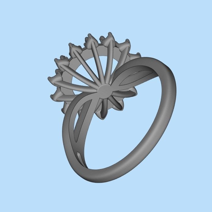 Solitaire wedding engagement women ring with gems 3dm stl 3D print model_29