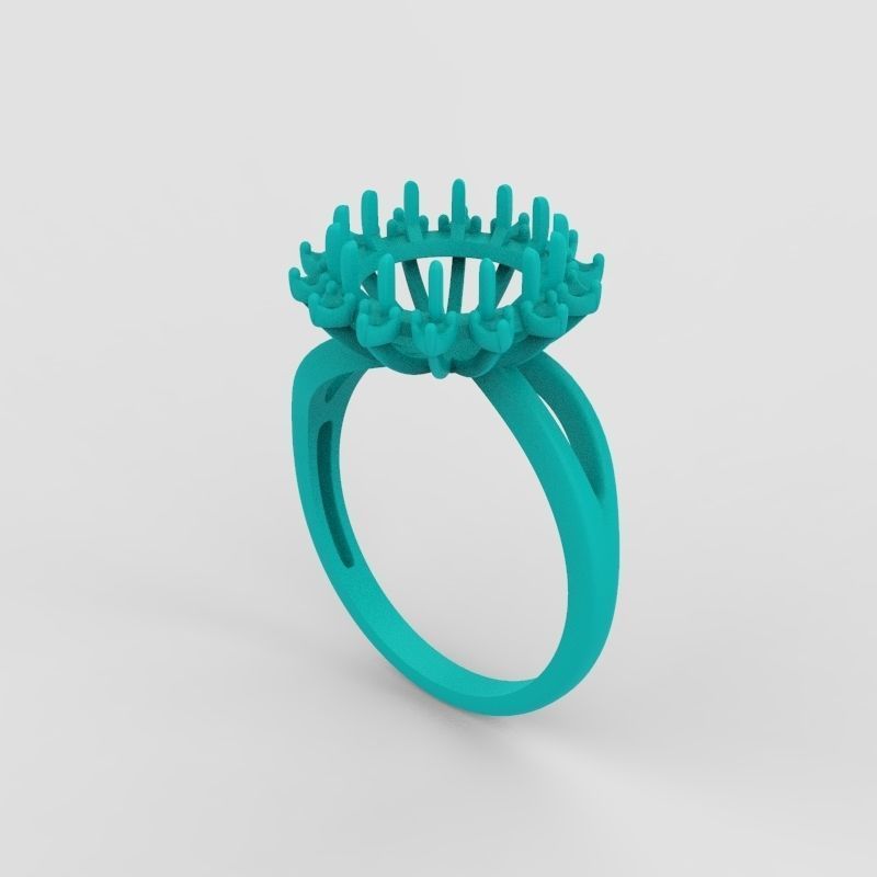 Solitaire wedding engagement women ring with gems 3dm stl 3D print model_24