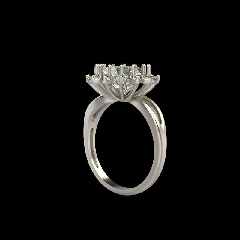 Solitaire wedding engagement women ring with gems 3dm stl 3D print model_5