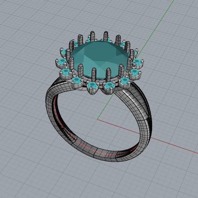 Solitaire wedding engagement women ring with gems 3dm stl 3D print model_34